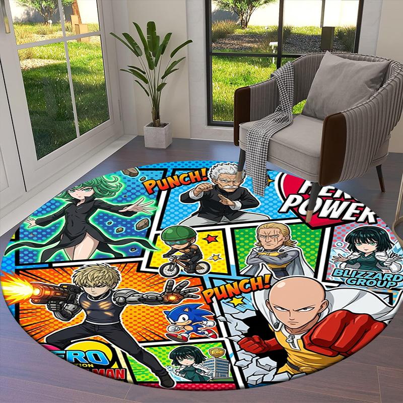 Onepunch Man Round Area Rug Carpet Rug For Living Room Bedroom Sofa Playroom Decor Nonslip Floor Mat