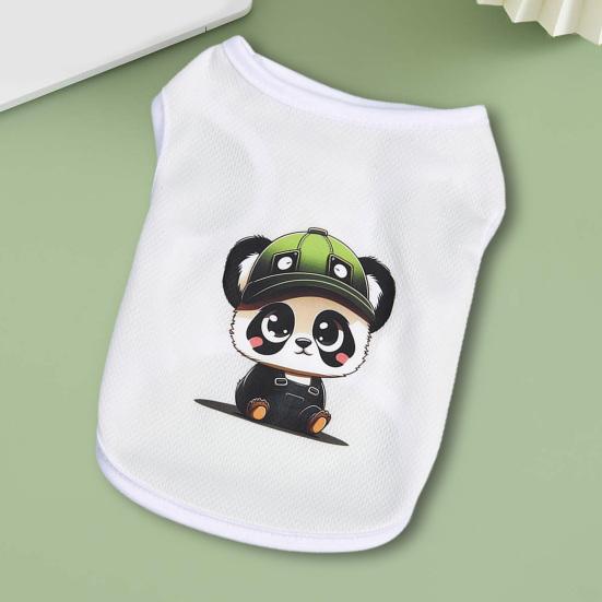 Dog Vest Round Neck Summer Breathable Pet T-shirt Cute Cartoon Animal Print Cat Pullover Pet Fashion Clothes