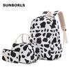 SUNBORLS Middle School Student Schoolbag Female Cute College Style High School Student Schoolbag Meal Bag Pencil Bag Three-piece Backpack Female