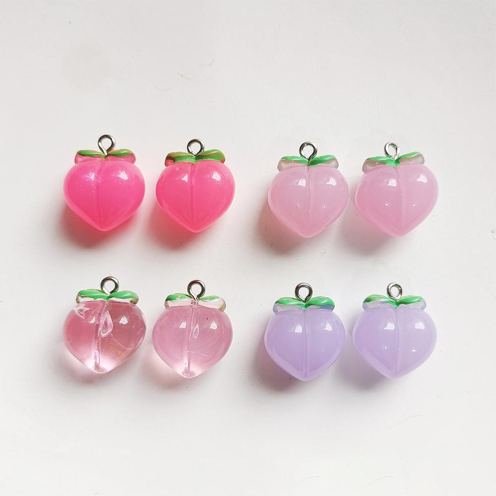 10pcs DIY Peach Flat Resin Charms Pendant 3D Fruit Pendants New Peach Charms Fruit Pendants  Women's