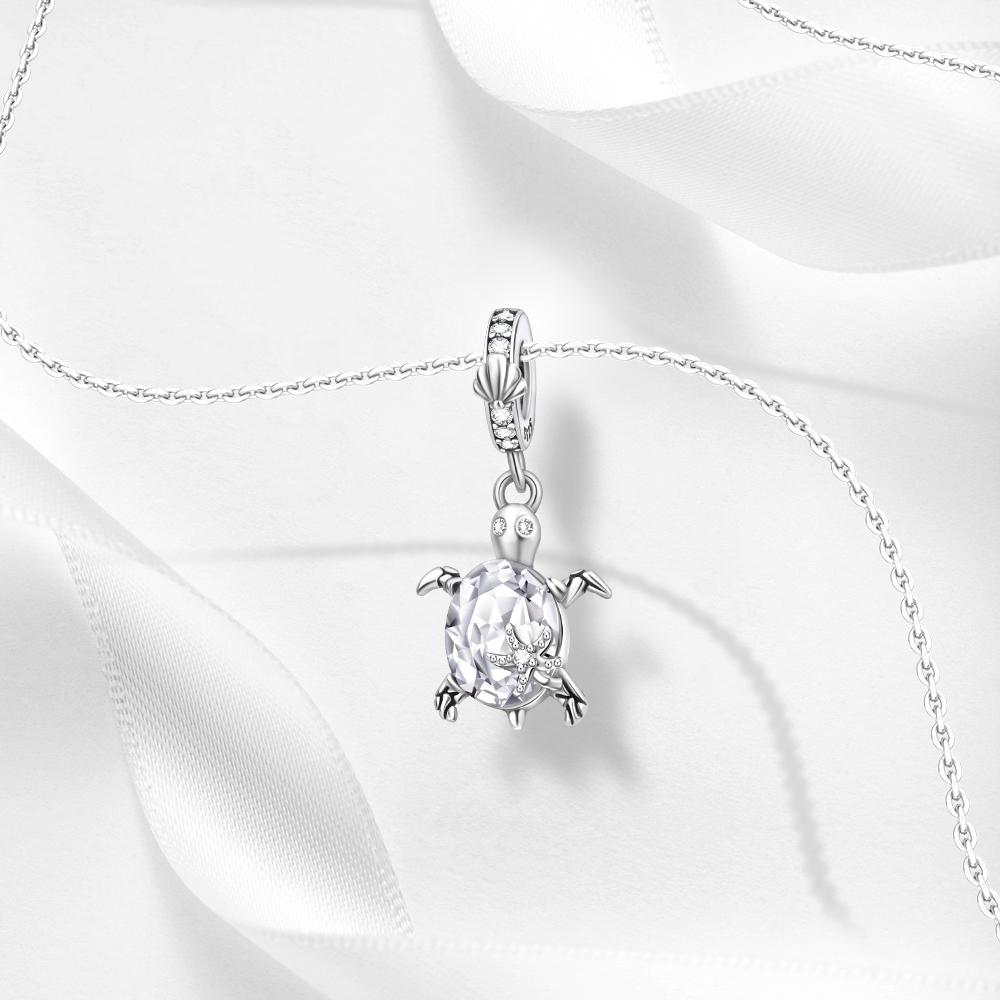 New Summer Ocean Colorful Crystal Murano Glass Sea Turtle Dangle Charm Fits Brand Bracelet Copper Fine Jewelry