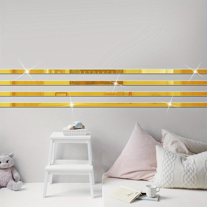 10 шт., длинная полоса, самоклеящаяся акриловая зеркальная рамка, декоративные линии, настенные наклейки