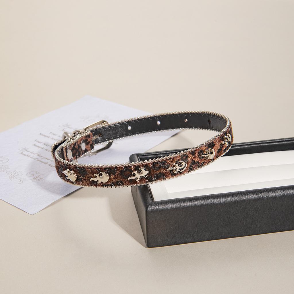 Sweet Cool Babes Personalized Wind Leopard Print Y2K Necklace Retro Metal Flame High-End Punk Niche Fashion Accessories