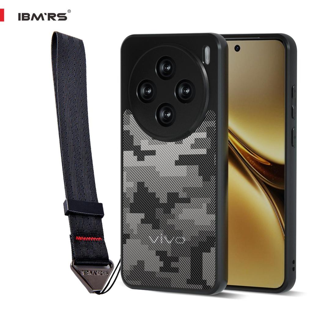 (В комплекте ремешок на запястье)Чехол IBMRS для VIVO X200 Pro mini, ультратонкий, ультрагладкий, приподнятые края защищают камеру и экран - черный камуфляж