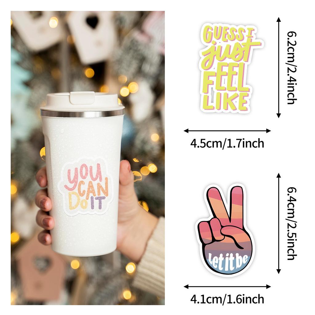 100 Pieces of Inspirational Text Stickers for Mobile Phone Water Cup Waterproof Decorative Stickers for Children's Hand Account Stickers