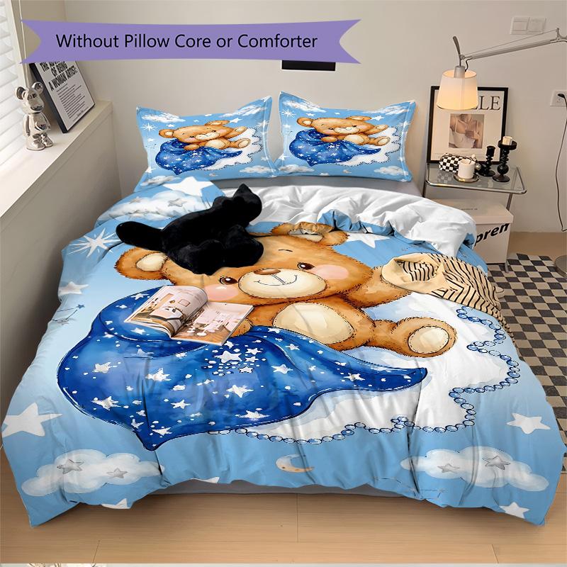 Teddy Bear Dreams Print 3Pcs Bedding Setduvet Cover With 2 Bedropillowcase Home Birthday Gift