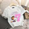Gabby Dollhouse T-Shirt Cute Cartoon Digital Baby Summer Pure Cotton Top Versatile Simple Children Pop Clothing Birthday Gift