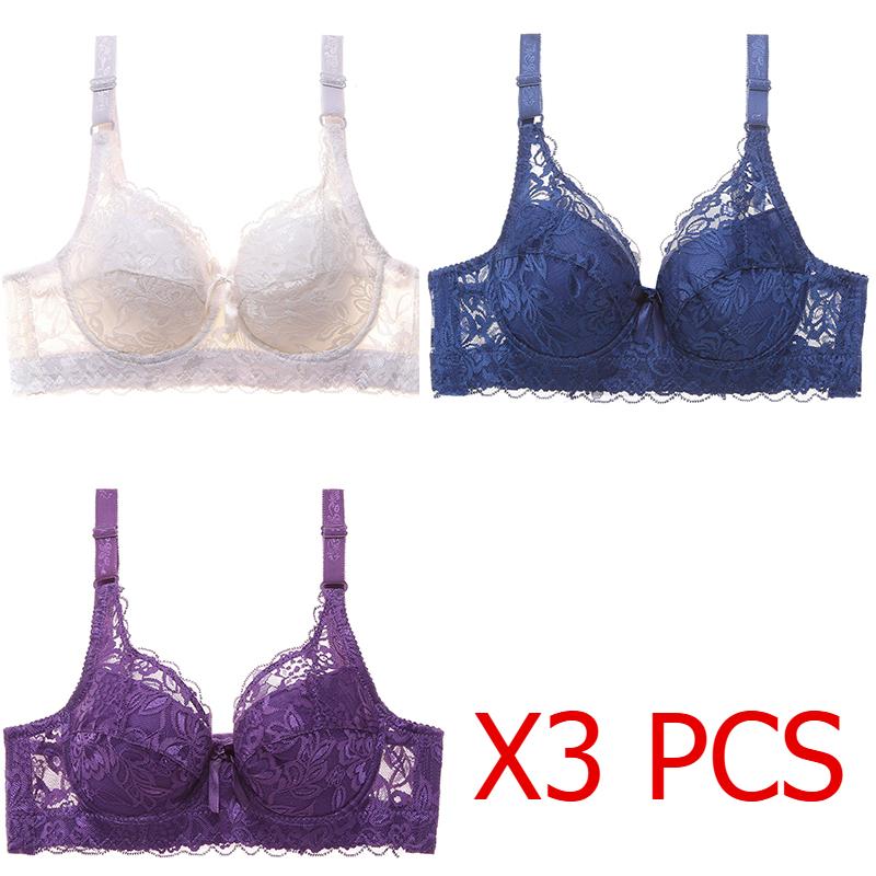 Вышитый пуш-ап бюстгальтер большого размера на косточках с регулируемыми бретелями