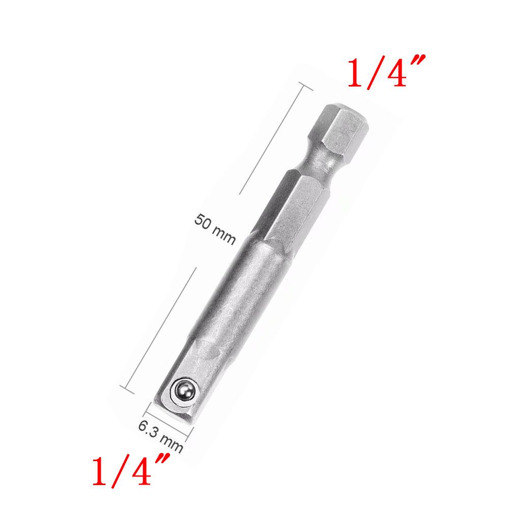 Chrome Vanadium Steel Socket Adapter Set Hex Shank 1/4" 3/8" 1/2" Extension Drill Bits Bar Set Power Tools