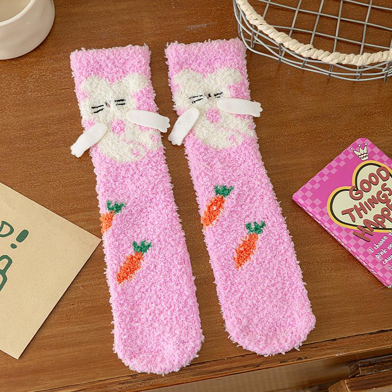 Winter Fleece Lined Thick Kids Socks Mid-Calf A-Class Warm Sleep Home Baby Socks