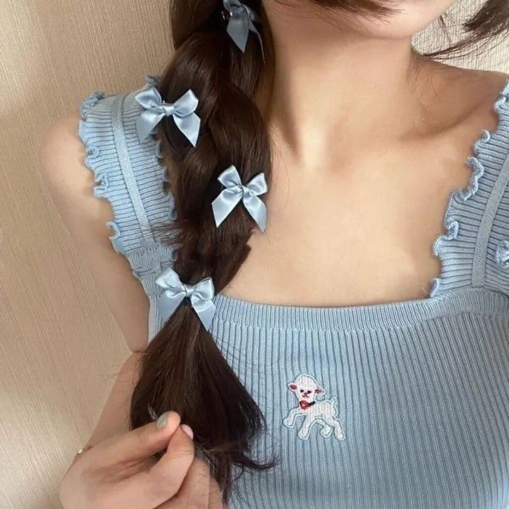 6pcs Ribbon Bow Hair Clips Ballet Sweet Bowknot Hairpins Bang Clip Korean Girls Mini Grabs Clips Women Headwear Hair Accessories