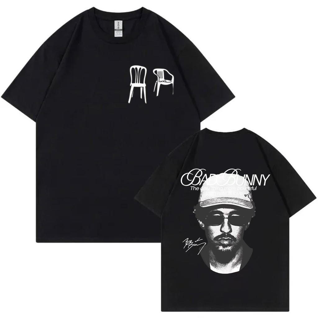 Rapper Bad Bunny Print T Shirt Hip Hop Vintage Short Sleeve Tshirt Summer Fashion Casual 100cotton Tshirts Unisex Streetwear