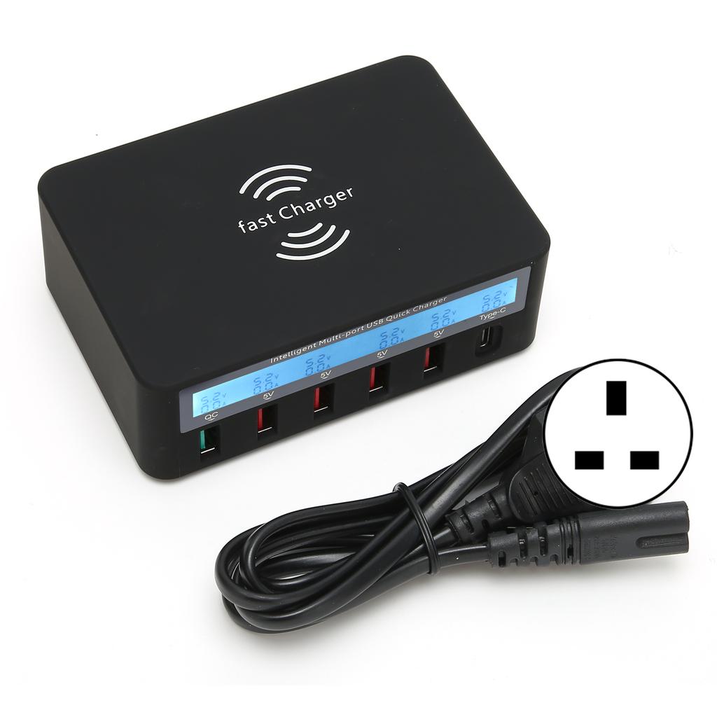 Зарядное устройство Беспроводной MultiPort USB Быстрая зарядка TypeC Hub с Smart Display AC