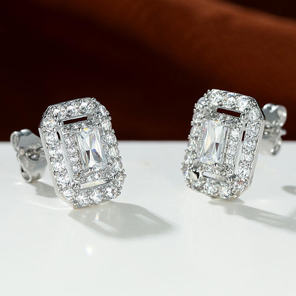 Серьги-гвоздики прямоугольной формы серебристого цвета, пирсинг, модные лаконичные серьги для женщин, OL-стиль, универсальные украшения