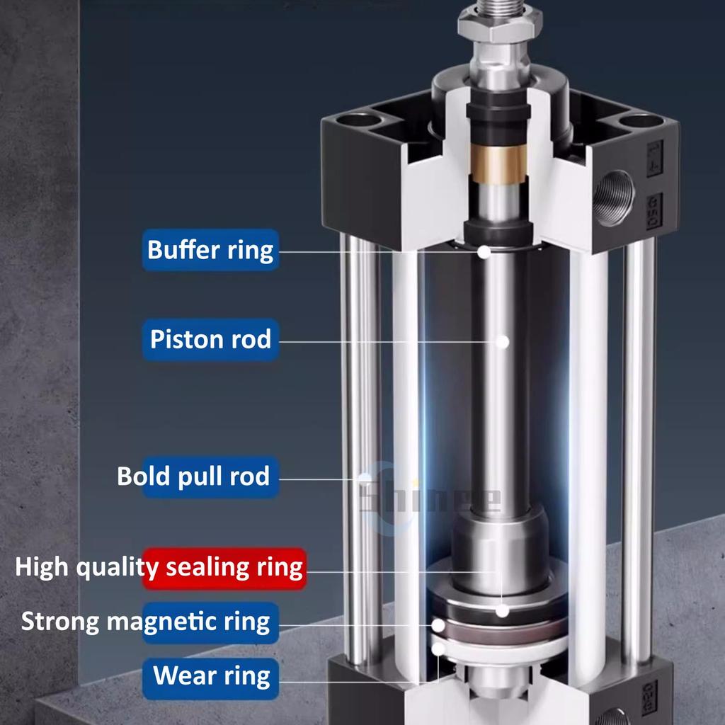 SC Standard Air Cylinder SC32/40/50/63mm Bore Small With Magnetic Pneumatic Cylinder Piston 25/50/75/100/150/200/250mm Stroke