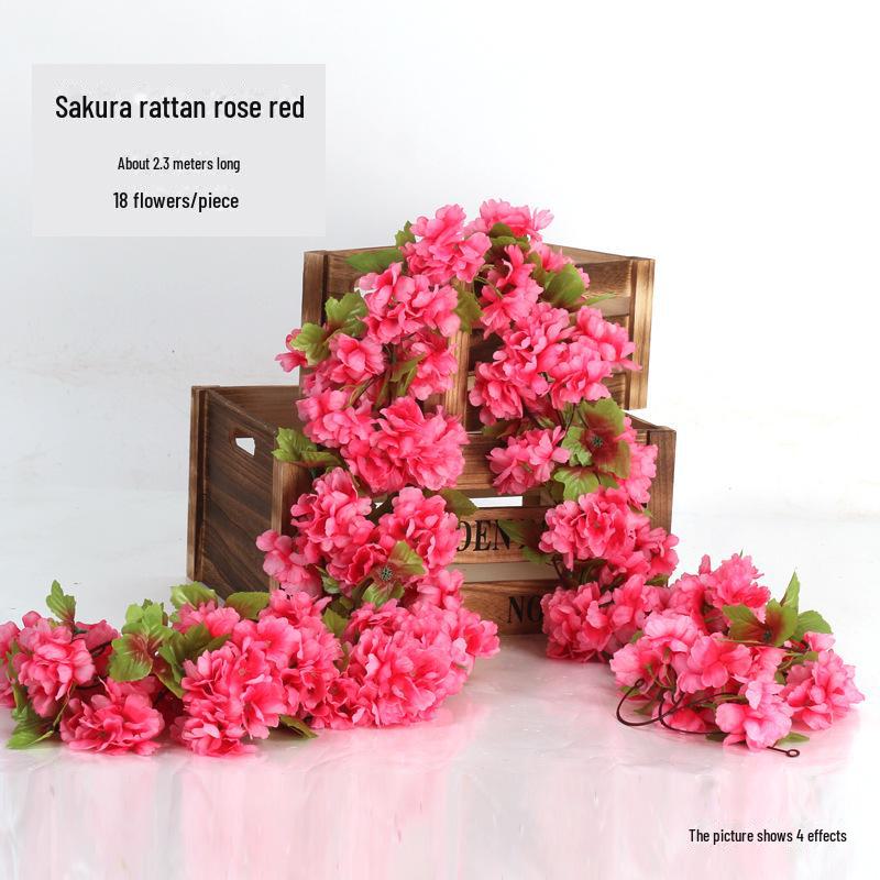 Artificial Rose Vine for Living Room Decoration, Air Duct Cover, Plastic Flower Garland