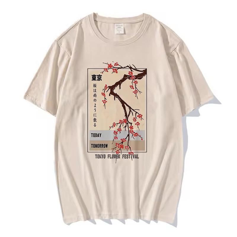 Женщины сегодня и завтра: Токийский цветочный фестиваль, модные футболки с круглым вырезом, летние топы, модные уличные футболки.