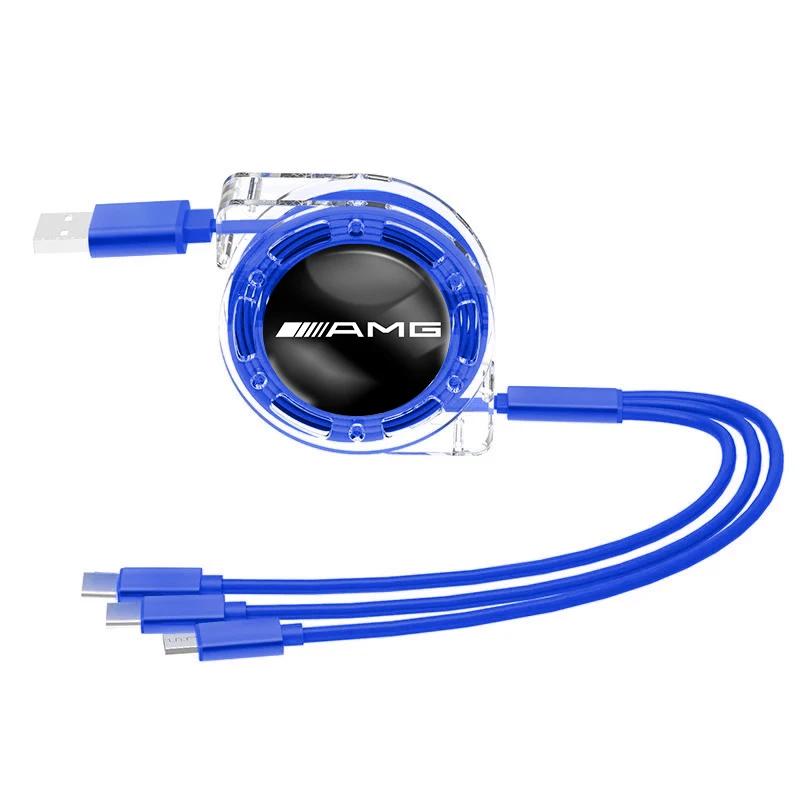CET1 2025 Hot For Benz Car Interior 3 In 1 Fast Charger USB Data Cable Accessory For Mercedes Benz AMG E S C A B Class GLE GLS CLS GL