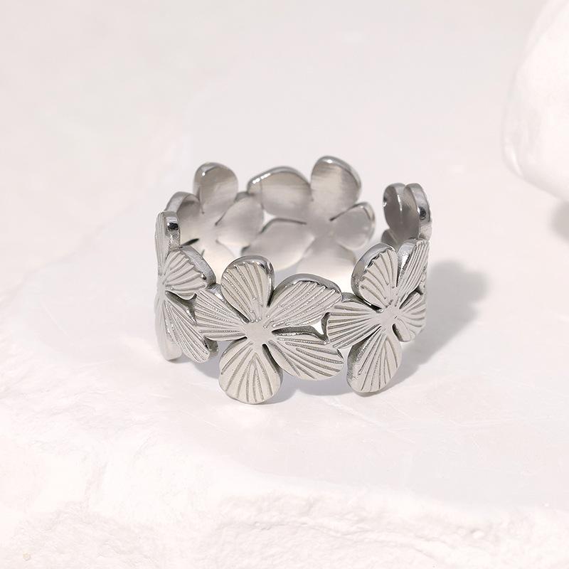 Women's French Vintage Titanium Steel Open Ring Non Fading High End Stainless Steel Ring Creative Design Open Rings