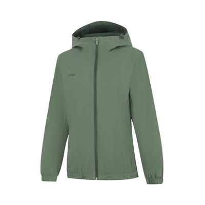Li Ning Sports Lifestyle Series однотонная ветровка на молнии с капюшоном женская верхняя одежда серо-зеленого цвета AFDU626-7