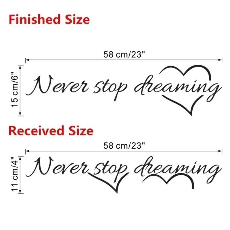 Fashion Wall Decor Never Stop Dreaming Wall Stickers Bedroom Living Room Quarto Decorative Stickers Home Decor Wall Stickers