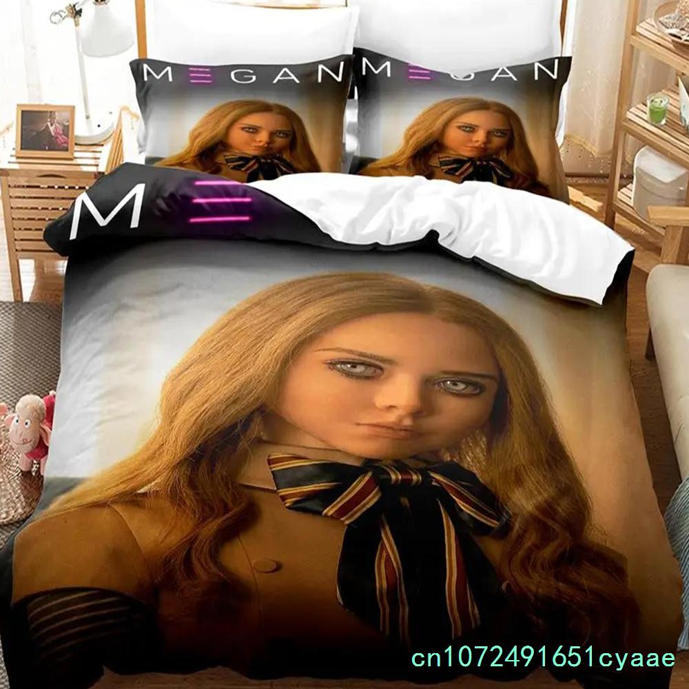 M3GAN Movie Bedding Set Single Twin Full Queen King Size Bed Set Aldult Bedroom Duvetcover Sets 3D Anime Bed Sheet Set