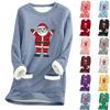 Ladies' Loose And Comfortable Round Neck Christmas Print Thick With Pockets Long Sleeved Top