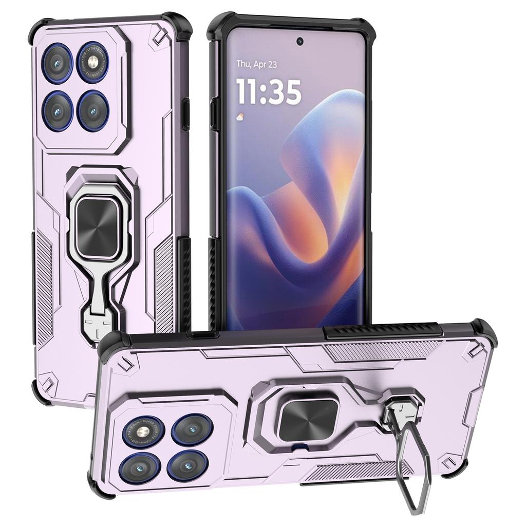 For Motorola Edge 60 Pro 5G Case Rotatable Ring Kickstand PC+TPU Shockproof Phone Cover