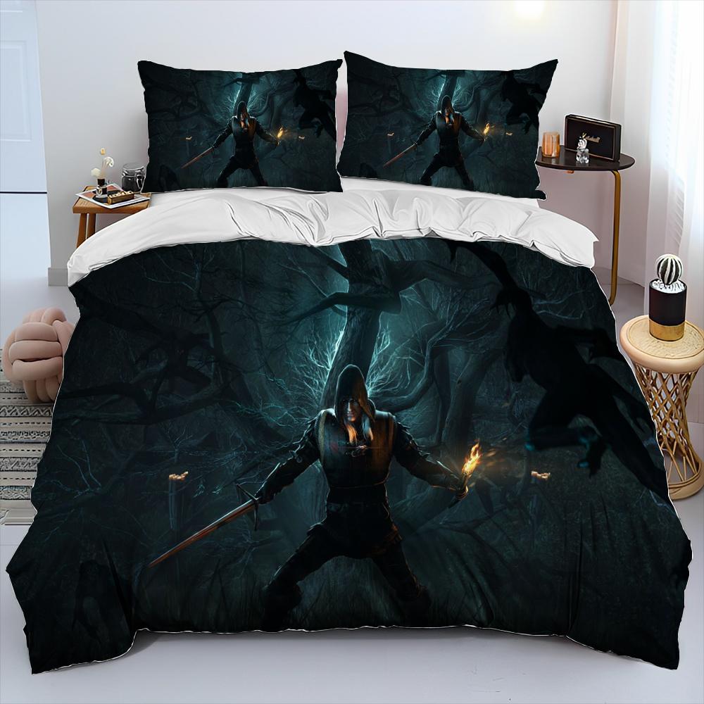 3D The W-Witcher Game Gamer cartoon Comforter Bedding Set,Duvet Cover Bed Set Quilt Cover Pillowcase,king Queen Size Bedding Set
