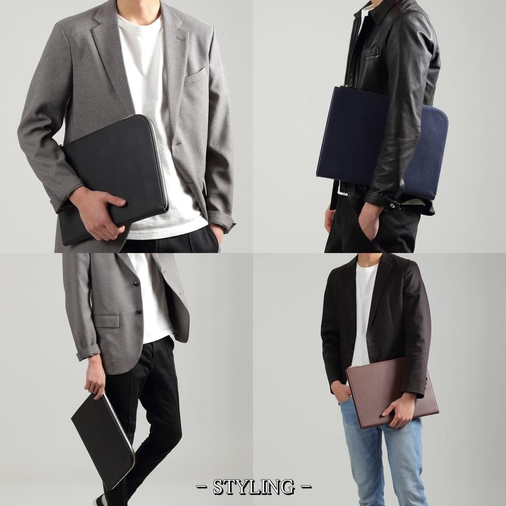 Clutch Bag Wedding A4 Brand Genuine Leather Stylish Large Ladies Casual Popular Second Bag Large Capacity [PHLOX] Men's (Black)