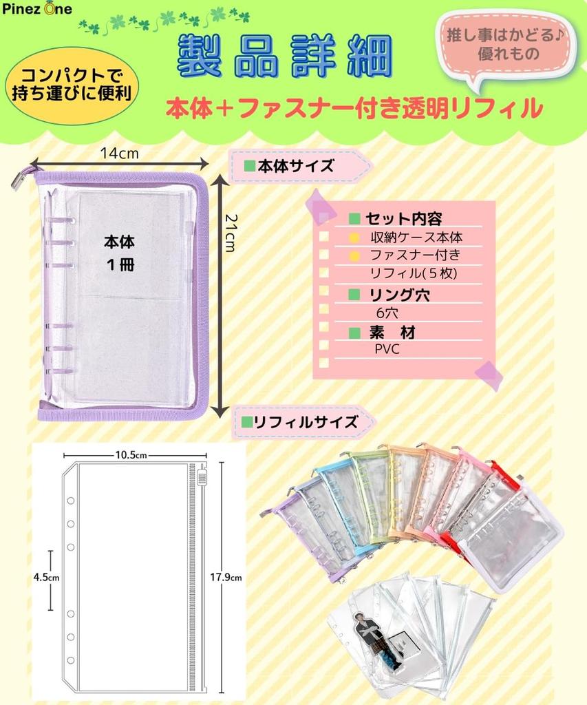 PinezOne Acster Акриловая подставка для хранения файлов Сбор книг Перемещение А6 Не царапается Не двигается Прозрачная застежка-молния В комплект входит сменный блок [Перемещение