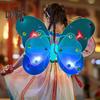 Костюм бабочки для девочек с крыльями, палочкой и повязкой на голову, светодиодная светящаяся юбка-торт из сетки А-силуэта с узором в виде ромба, наряд для сценического шоу на Новый год