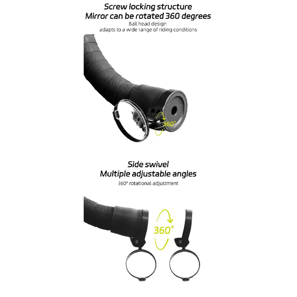 Rrskit Bicycle Handlebar Mirrors For MTB Road Bicycles 360 Degrees Rotate Bike Side Handlebar Mirror Convenient And Safety