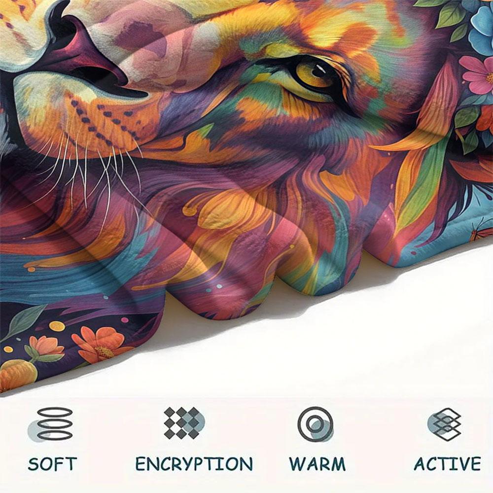 1Pc Liquidpaintanimals Print Flannel Blanket, High quality Comfortable for All Seasons, Home Decor, Warmth and Comfort, Perfect for Christmas Gifts