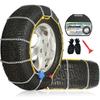 Auto Fixing Snow Chains, 2 x 12 mm, 30s Quick Installation of Tire Chains with Automatic Tensioner, Universal Emergency Tire Tra