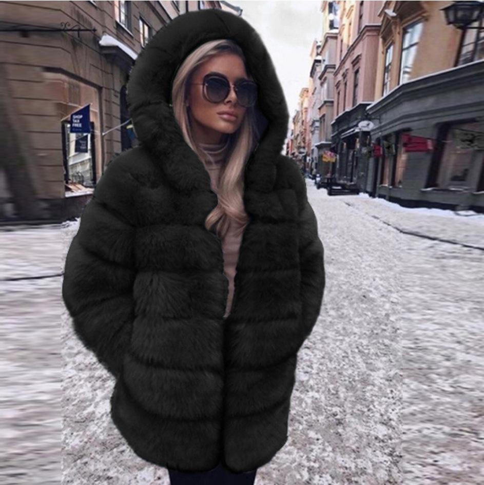 Women's Autumn and Winter Mid-length Thickened Faux Fur Coat