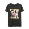 American retro cool loose printing T-shirt summer new fat mm meat covering medium and long top 260408