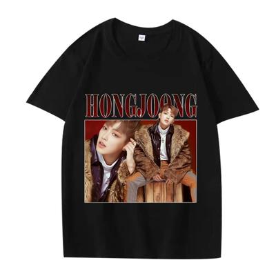 ATEEZ Хонджун k-pop классическая графика Футболка мужская женская Оверсайз 100% Хлопок короткий рукав Летняя модная печать Унисекс топы