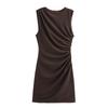 Kaslead New Arrival Women's Clothing Fashion Style Multi-Color Selection Pleated round Neck Short Sleeveless Dress 3067260