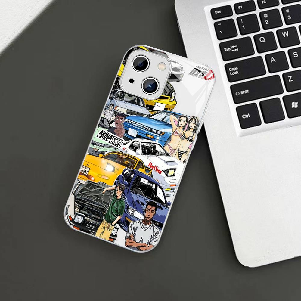 Аниме про гонки по дорогам I-Initial D Закаленное стекло Для Iphone 14 13 12 11 Pro Mini XS MAX 14Plus X XS XR Чехол