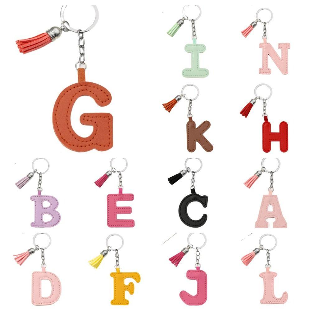 Брелок для ключей с алфавитом, пряжка для ключей от автомобиля, органайзер для ключей, деловой держатель для ключей из искусственной кожи, 26 букв, брелок в подарок