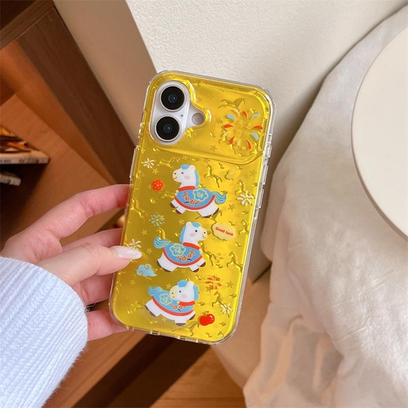 Китайский слиток Три маленькие лошадки Чехол для iPhone 17/16 Pro Max/15/14 Модный чехол для телефона