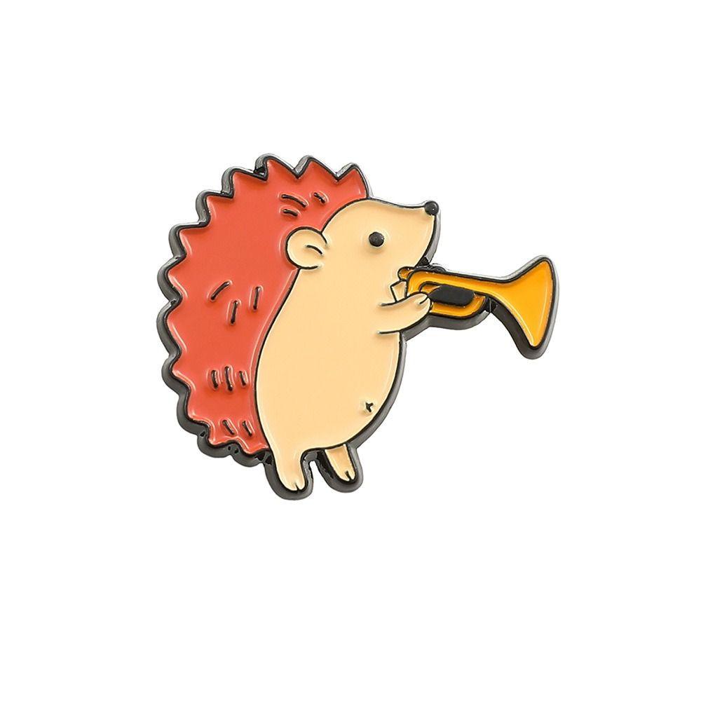 Эмалевые значки в виде ёжика-музыканта для зрителей, фирменная музыкальная брошь, сумка-значок с изображением мультяшного животного, ювелирные изделия в подарок детям и друзьям
