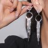The New High-Grade Luxury Shiny Long Tassel Earrings Temperament Wild Circle Earrings Nightclub Earrings Female Earrings 1 Pair