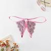 Women Panties Lace Open Crotch See-through Bow-knot Decor Solid Color Thongs G-string Lady Low Waist Thin Intimate Women Underwear