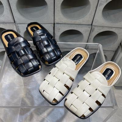 Женские туфли-мюли из натуральной кожи с квадратным носком, модные дизайнерские тапочки с крестиком, мягкие туфли для отдыха, прогулок и сада, брендовые туфли-мюли