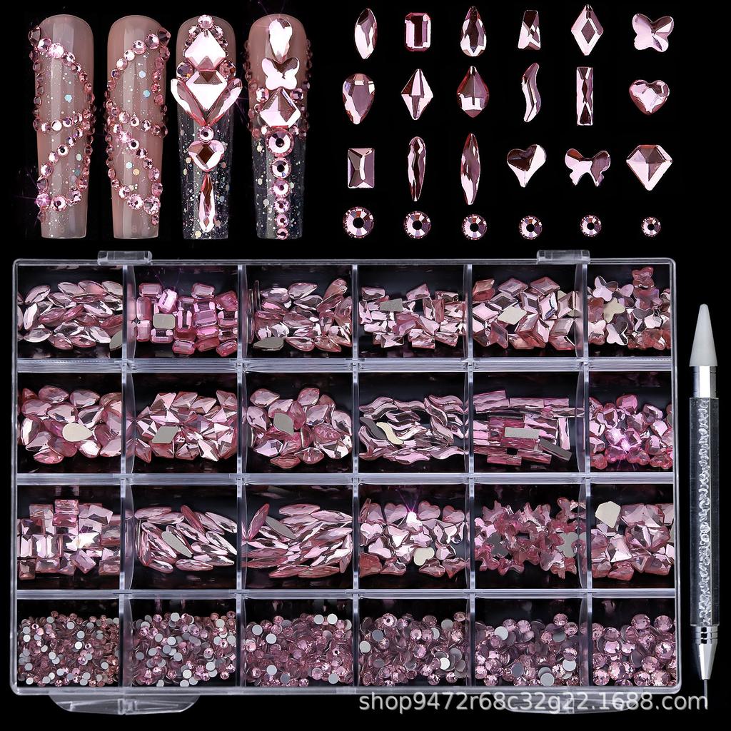 24 Grid Nail Art Diamond Box Special-Shaped Diamond Nail Jewelry Nail Art Set