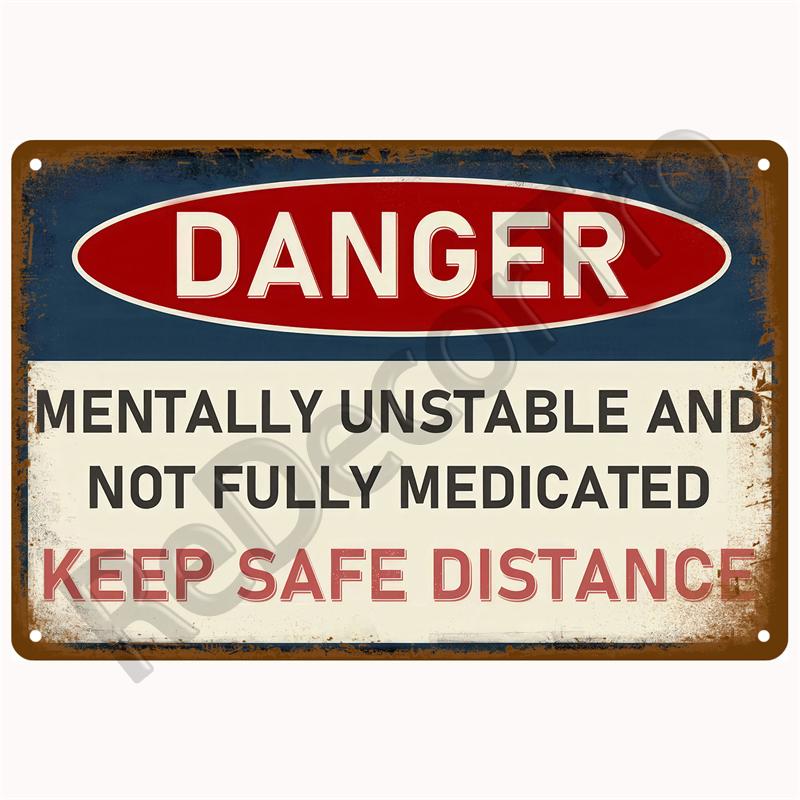 Vintage Danger Caution Metal Sign Warning Notice Zone Tin Sign Wall Decor For Home Bars Garage Cafe Club Man Cave Pubs Plaque