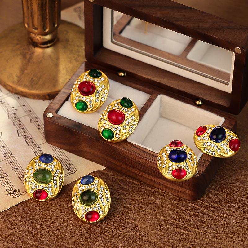 Винтажные ретро серьги-пусеты овальной формы в двух тонах для женщин