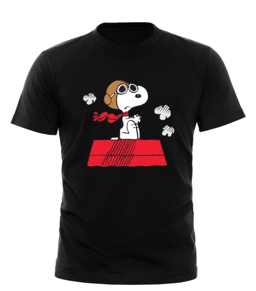 Peanuts Snoopy Pilot Fliegen Männer TShirt All Sizes Colour Black White Unisex T-Shirt